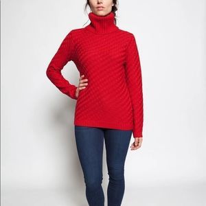 Brooklyn Industries JELENA FUNNEL NECK SWEATER HAUTE RED Christmas